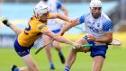 Clare’s Ryan Taylor in action against Shane Fives of Waterford during the Munster SHC quarter-final at Semple Stadium. Photograph: James Crombie/Inpho