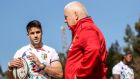 Lions captain Conor Murray with head coach Warren Gatland during a training session on Thursday. Photograph: Dan Sheridan/Inpho