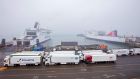 Lorries queue at the port of Rosslare Harbour in January , 2021. File photograph: Paul Faith/AFP via Getty Images