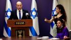 Israeli prime minister Naftali Bennett speaks in the   Knesset on Monday. Photograph:  Menahem Kahana/AFP via Getty Images