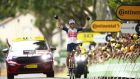  Dutch rider Bauke Mollema of the Trek Segafredo team reacts as he wins the 14th stage of the Tour de France from Carcassonne to Quillan. Photograph: Guillaume Horcajuelo/EPA