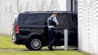 A secured vehicle at the Schiphol Judicial Complex. Photograph: Robin Van Lonkhuijsen/ANP/AFP via Getty