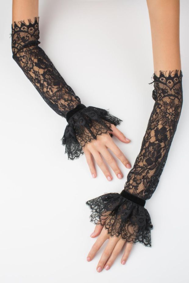 Salima Black Lace Cuffs (£250) from azimamusayeva.com