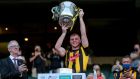Kilkenny’s Adrian Mullen lifts the Bob O’Keeffe Cup. Photograph: Ryan Byrne/Inpho