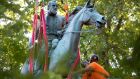 The statue of Confederate general Thomas Stonewall Jackson is removed from a park in Charlottesville, Virginia on July 10th. ‘We continue to pay a price for the lack of a common understanding of our own history.’ Photograph:  Ryan M Kelly/AFP via Getty Images