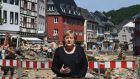  Chancellor Angela Merkel after visiting the flood-ravaged towns in western Germany.  Many see the floods as an appropriate, tragic symbol of Merkel’s mixed climate record. Photograph:  Christof Stache /  AFP via Getty
