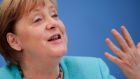 German chancellor Angela Merkel: “I am sufficiently equipped with a scientific mind to see that the objective circumstances require that we cannot continue at this pace, but must speed up.”  Photograph:  Hannibal Hanschke 