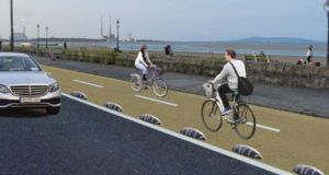 A mock-up of the proposed Strand Road cycle path. Image via Dublin City Council