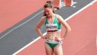 Ciara Mageean is dejected after the Women’s 1,500m heats at the Olympic Stadium in Tokyo on Monday. Photograph: Bryan Keane/Inpho