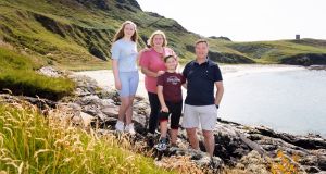 Crona Byrne with her husband, Phil Carney, and their children, Kate and Harry, in Co Donegal. Photograph: Joe Dunne 