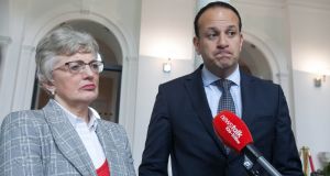 File photograph from 2017 of then minister for children  Dr Katherine Zappone and Tánaiste Leo Varadkar. Photograph: Gareth Chaney Collins