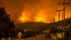 Wildfires continue to rage on the Greek island of Evia. Photograph: Angelos Tzortzinis/AFP/Getty Images