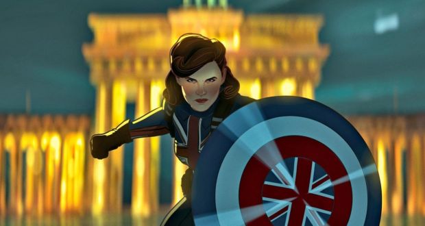 What If...?: Captain Carter romps around Nazi-conquered Europe in a Rule, Britannia bodysuit. Illustration: Disney+