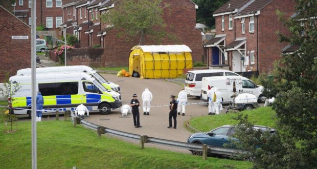 Forensic officers in Biddick Drive in the Keyham area of Plymouth where six people, including the offender, died of gunshot wounds in a firearms incident on Thursday evening. Photograph: Ben Birchall/PA Wire