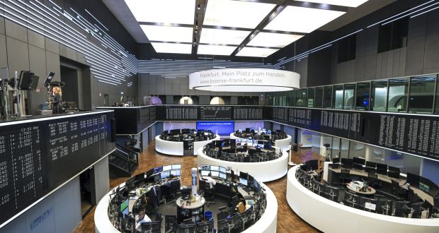 The Frankfurt Stock Exchange: the Dax ticked above 16,000 for the first time. Photograph: Alex Kraus/Bloomberg
