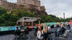 Four of the festival’s key venues have banded together to create a temporary open-air stage named MultiStory on a car park in the shadow of Edinburgh Castle. Photograph:  Gilded Balloon