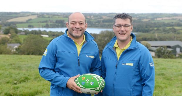 Former rugby player and Herdwatch user Rory Best  with Fabien Peyaud, Herdwatch CEO.