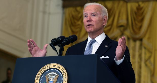 US president Joe Biden delivers remarks on the worsening crisis in Afghanistan from the  White House. Photograph: Anna Moneymaker/Getty Images