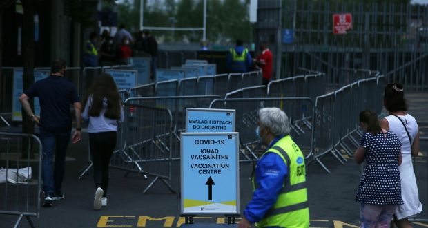 The Covid-19 vaccination centre at the  Aviva Stadium in Dublin. Photograph: Stephen Collins/Collins