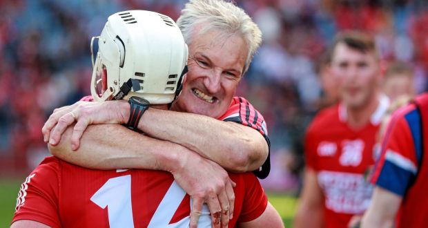 Cork manager Kieran Kingston and Patrick Horgan celebrate after the All-Ireland semi-final victory over Kilkenny at Croke Park. Photograph: Tommy Dickson/Inpho