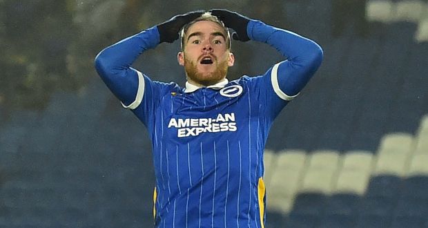  Irish striker Aaron Connolly could return for Brighton in the Saturday evening game at home to Watford. Photograph: Glyn Kirk/AFP via Getty Images