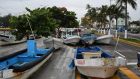 Fishermen’s boats are protected before the arrival of Hurricane Grace in the port of Veracruz, Mexico, on Friday. Photograph: EPA