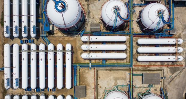 An aerial view of an LNG distribution station facility. Photograph: iStock