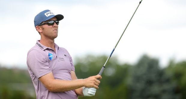 Ireland’s Séamus Power  watches his shot from the second tee during the final round of the Northern Trust at Liberty National Golf Club  in Jersey City. Photograph: Stacy Revere/Getty Images