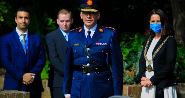Garda Commissioner Drew Harris during a  Scott Medal award ceremony   for deceased and serving members of the force at   Dublin Castle. Photograph: Gareth Chaney/Collins