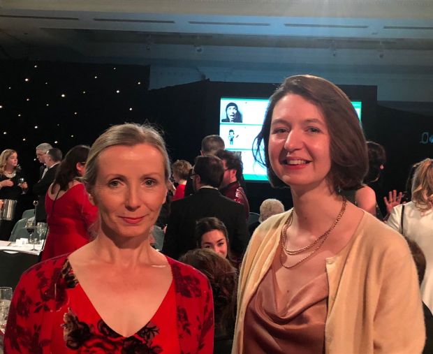 Sally Rooney with Anna Burns at the An Post Irish Book Awards in 2018. Photograph: Helena Mulkerns