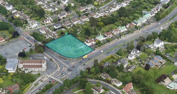 An aerial view shows the  site’s location at the junction of Kill Lane and the Bray Road (N11) in Foxrock