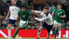 Andrew Omobamidele impressed during Ireland’s draw with Serbia. Photograph: Paul Faith/Getty/AFP
