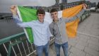 Winners of the 2020 BT Young Scientist & Technology Exhibition, Cormac Harris and Alan O’Sullivan, take home first prize at the European Union Contest for Young Scientists. Photograph: Chris Bellew/Fennell Photography 