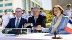  A photograph from February 11th, 2019, showing Australia’s prime minister Scott Morrison (centre),  Australia’s defence minister Christopher Pyne and France’s defence minister Florence Parly (right) after signing a  submarine deal   in Canberra.  Photograph:  Getty Images