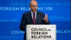  Taoiseach Micheál Martin at the UN Council for Foreign Relations in New York: Ireland’s diplomats are “working very hard” to get agreement on  the link between climate and security.  Photograph: Don Pollard/CFR/PA 