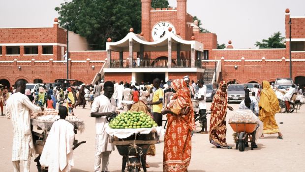 Public space in Maiduguri: A 28-year-old former spy in the compound said he had joined Boko Haram when he was 13 and was part of a group of 400 who decided to surrender together. Photograph: Tom Saater/New York Times