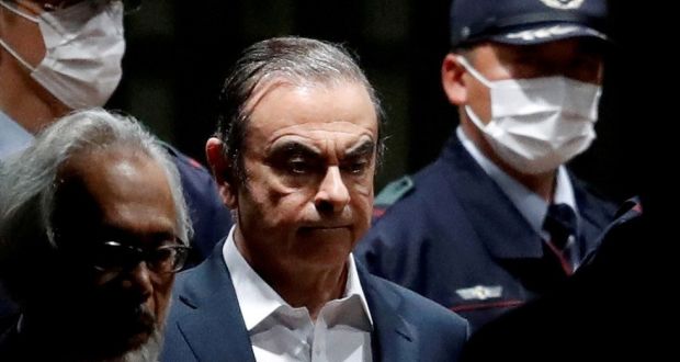 Former Nissan Motor chariman Carlos Ghosn leaving the Tokyo Detention House in Tokyo in 2019