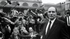  Francois Mitterrand surrounded by photographers during the French cabinet meeting at Elysee Palace on May 27th, 1981 in Paris. Photograph: Picot/Stills/Gamma-Rapho via Getty 