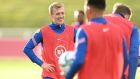  James Ward-Prowse at the England training session  at St Georges Park  in Burton-upon-Trent, England. Photograph:  Michael Regan/Getty Images