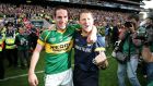 Jack O’Connor celebrates Kerry’s victory in the 2009 All-Ireland final with Declan O’Sullivan . Photograph: Morgan Treacy/Inpho
