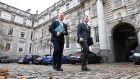 The Minister for Finance, Paschal Donohoe and Minister for Public Expenditure and Reform, Michael McGrath at Government Buildings. Budget 2022 includes small increases  for a range of welfare payments. Photograph: Dara Mac Donaill/The Irish Times