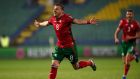 Bulgaria’s midfielder Todor Nedelev celebrate after scoring his team’s second goal during the  World Cup qualifier against Northern Ireland at the Vasil Levski National Stadium in Sofia. Photograph: Nikolay Doychinov/AFP via Getty Images