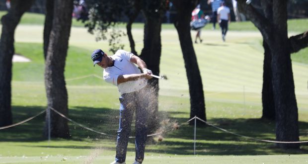  French golfer Julien Guerrier in action during the Andalucia Masters  at Valderrama in Cadiz,  Spain. Photograph:  A Carrasco Ragel/EPA
