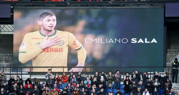 A tribute to Emiliano Sala who died in a plane crash while travelling to Cardiff. Photograph: Jean Catuffe/Getty Images