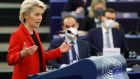 President of the European Commission Ursula von der Leyen delivers a speech during a debate on the rule of law crisis in Poland at  the European Parliament in Strasbourg on Tuesday. Photograph: Ronald Wittek/ EPA