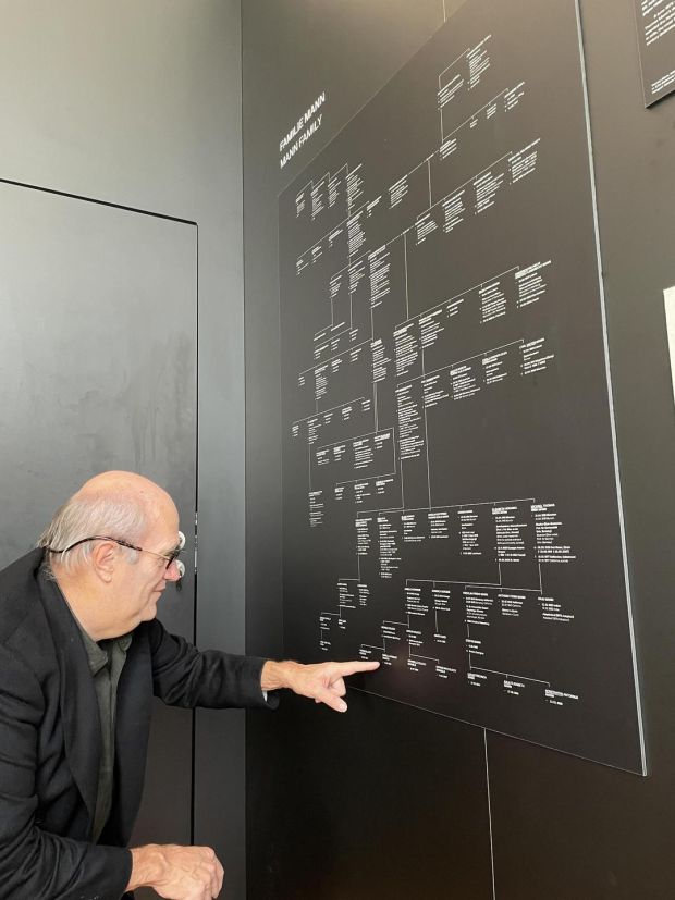 Colm Tóibin studies the Mann family tree at the Buddenbrookhaus exhibition in Lübeck. Photograph: Derek Scally