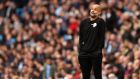   Manchester City manager Pep Guardiola’s side   suffered their first home loss of the season to  Crystal Palace. Photograph: Naomi Baker/Getty Images