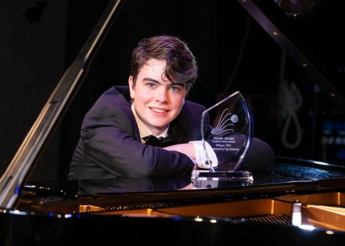 KEYBOARD WARRIOR: Pianist Stan O'Beirne (18), a sixth-year student at Gonzaga College, Dublin, is the winner of the €5,000 top prize at the 2021 Top Security Frank Maher Classical Music Awards, Ireland's largest such competition for secondary schools. Photograph: Peter Houlihan
