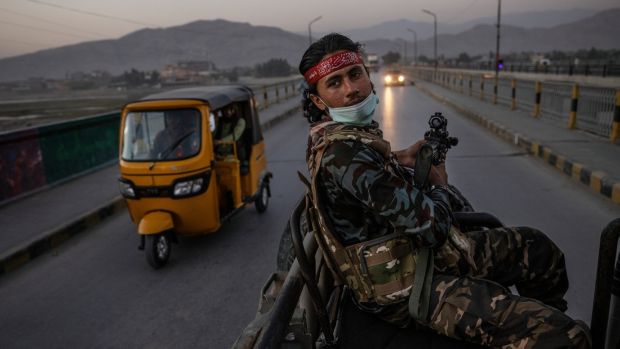A Taliban intelligence police patrol in Jalalabad. Photograph: Victor J Blue/The New York Times