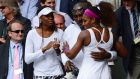 Richard Wiliams with Serena and Venus Williams after Serena’s 2021 Wimbledon victory. Photograph: Leon Neal/Getty/AFP